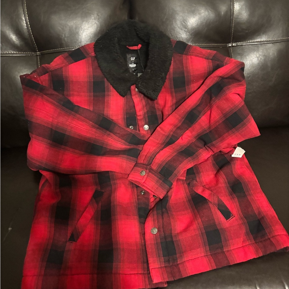 GAP Red and Black Checkered Coat